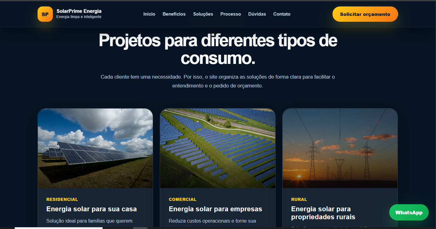 Modelo premium para empresa de energia solar