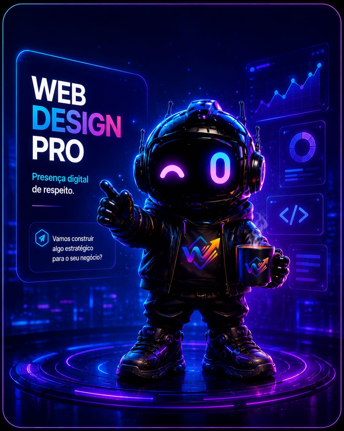 WEBBÔ da Webo Design Pro pronto para cirar um projeto digital